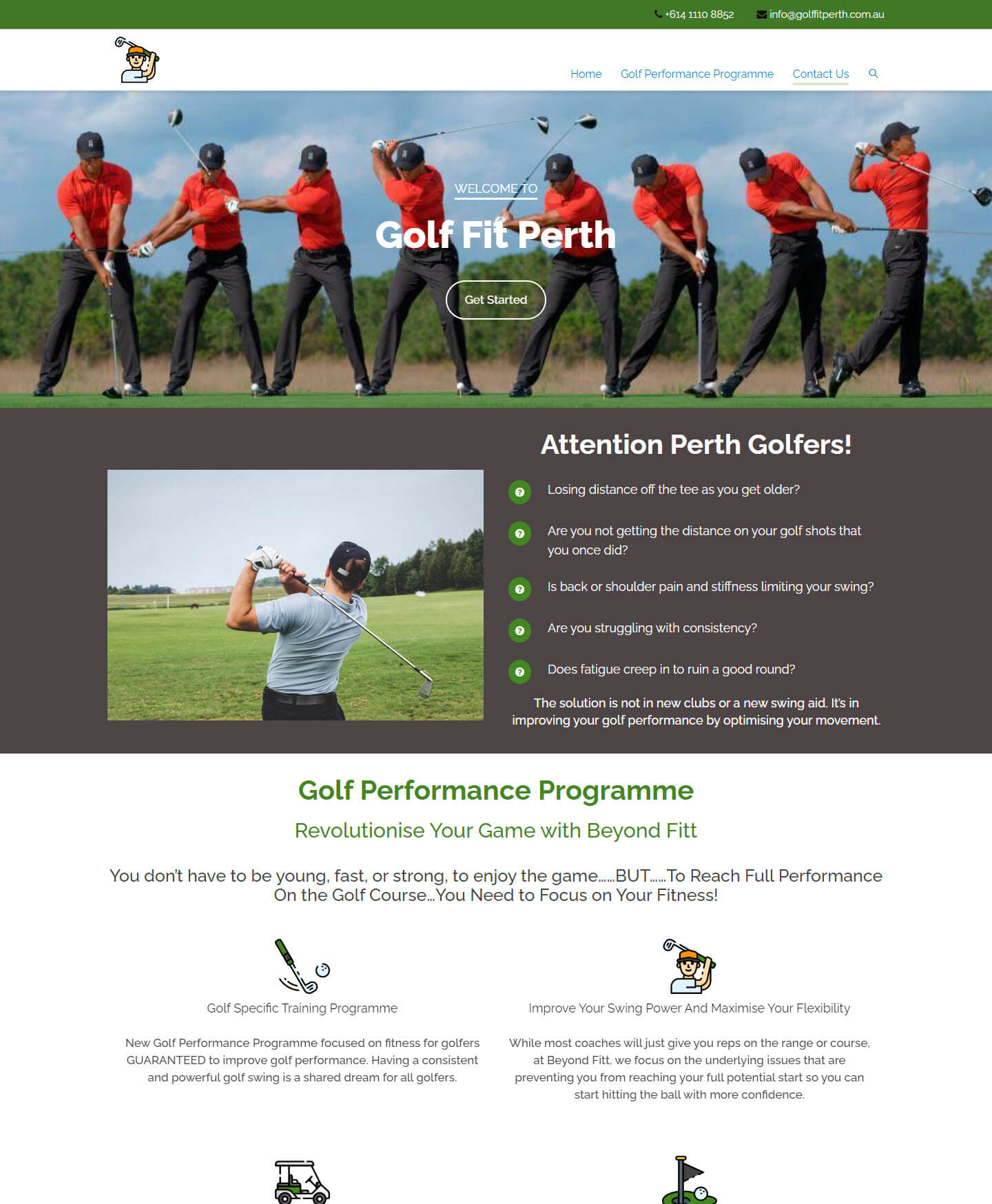 Golf Fit Perth UX Optimised Website Design