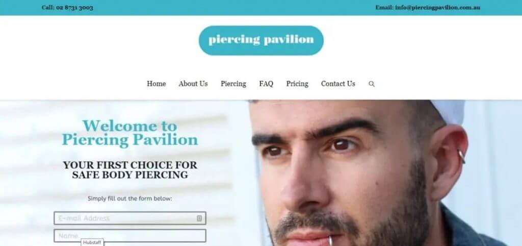 Client Site Piercing Pavilion at Web Design and Hosting
