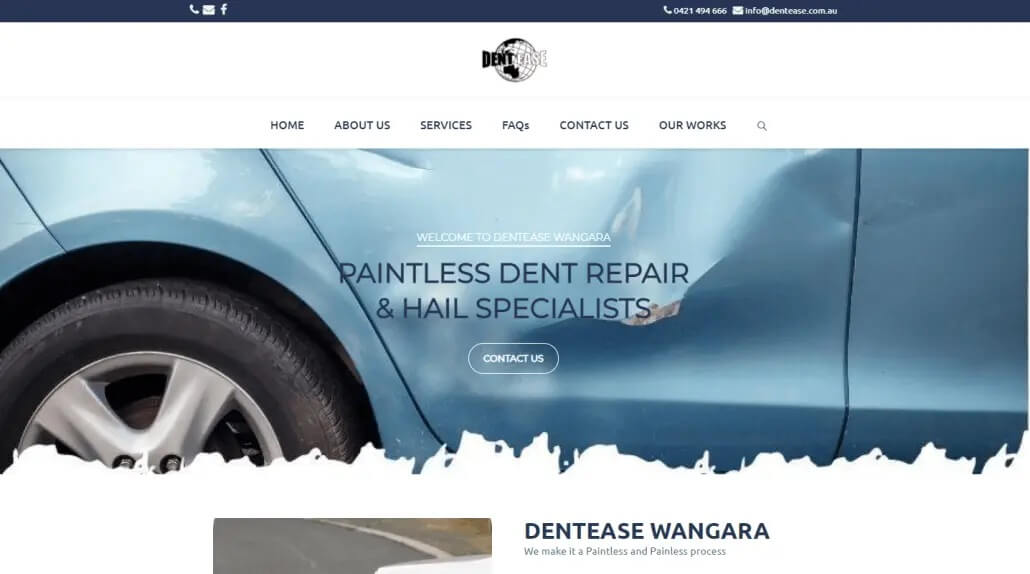 Client Dent Ease business optimised website design. Visit Web Design and Hosting website to see our portfolio https://webdesignandhosting.net.au/